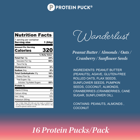 Wanderlust (Peanut Butter, Oats, Cranberry) (16 - 2.25oz Bars)