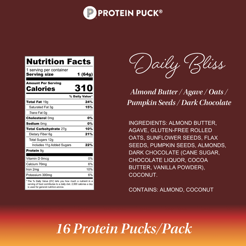 Daily Bliss (Almond Butter, Dark Chocolate) (16 - 2.25oz Bars)