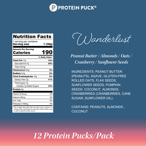 Wanderlust Mini (Peanut Butter, Oats, Cranberry) (12 - 1.34oz Bars)