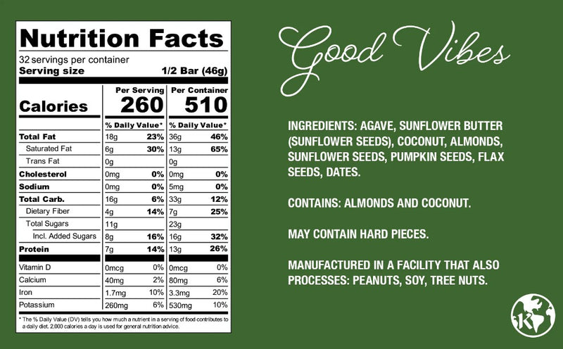 Good Vibes (Coconut, Almond, Sunflower) (16 - 3.25oz Bars)
